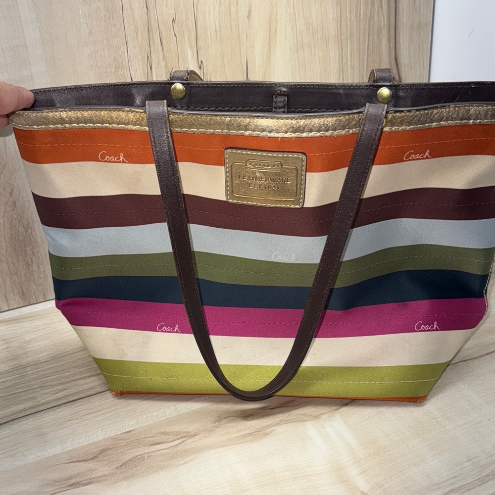 Coach Colorful Striped Tote Bag